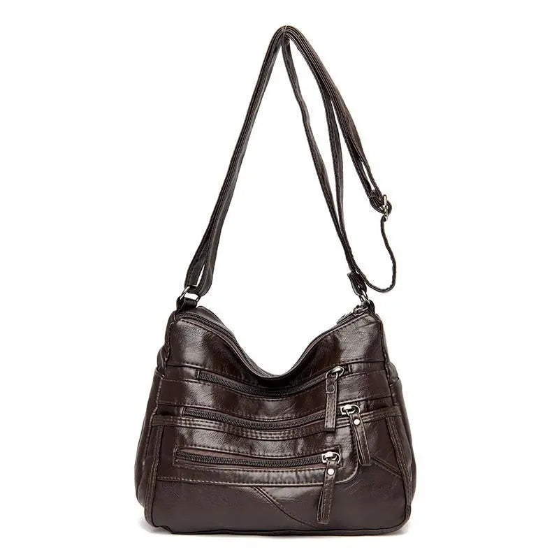 High Quality Women's Soft Leather Shoulder Bags Multi-Layer Vintage Crossbody Bag Luxury Designer Female Handbag and Purse dark brown5