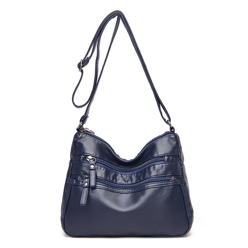 High Quality Women's Soft Leather Shoulder Bags Multi-Layer Vintage Crossbody Bag Luxury Designer Female Handbag and Purse blue3