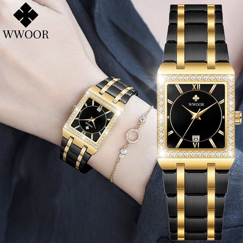 Diamond Top Luxury Square Wrist Simple Business Casual Watch