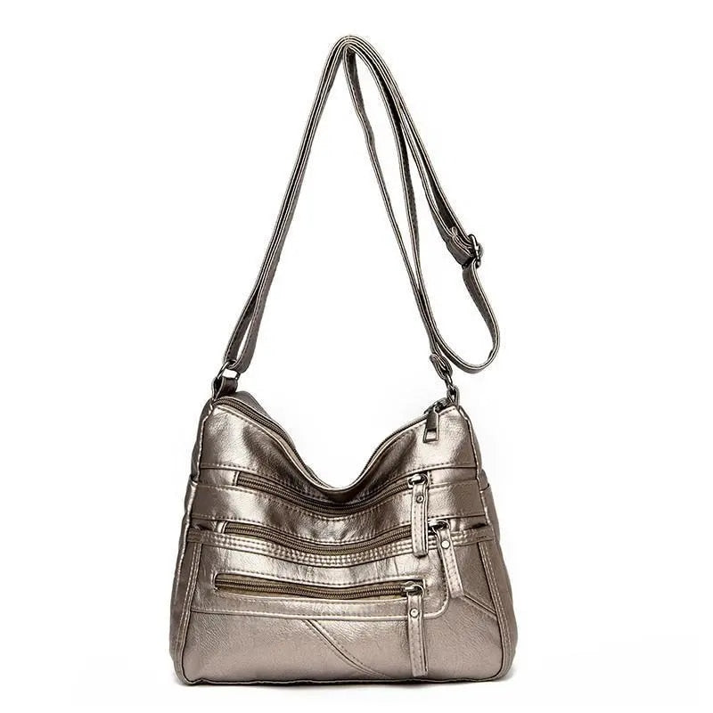High Quality Women's Soft Leather Shoulder Bags Multi-Layer Vintage Crossbody Bag Luxury Designer Female Handbag and Purse bronze5