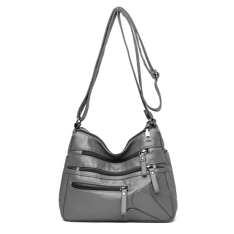 High Quality Women's Soft Leather Shoulder Bags Multi-Layer Vintage Crossbody Bag Luxury Designer Female Handbag and Purse gray2
