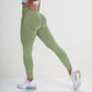 Seamless knitted hip hip yoga pants women moisture wicking smile hip cropped pants Bright blue M