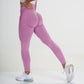 Seamless knitted hip hip yoga pants women moisture wicking smile hip cropped pants Rose Red