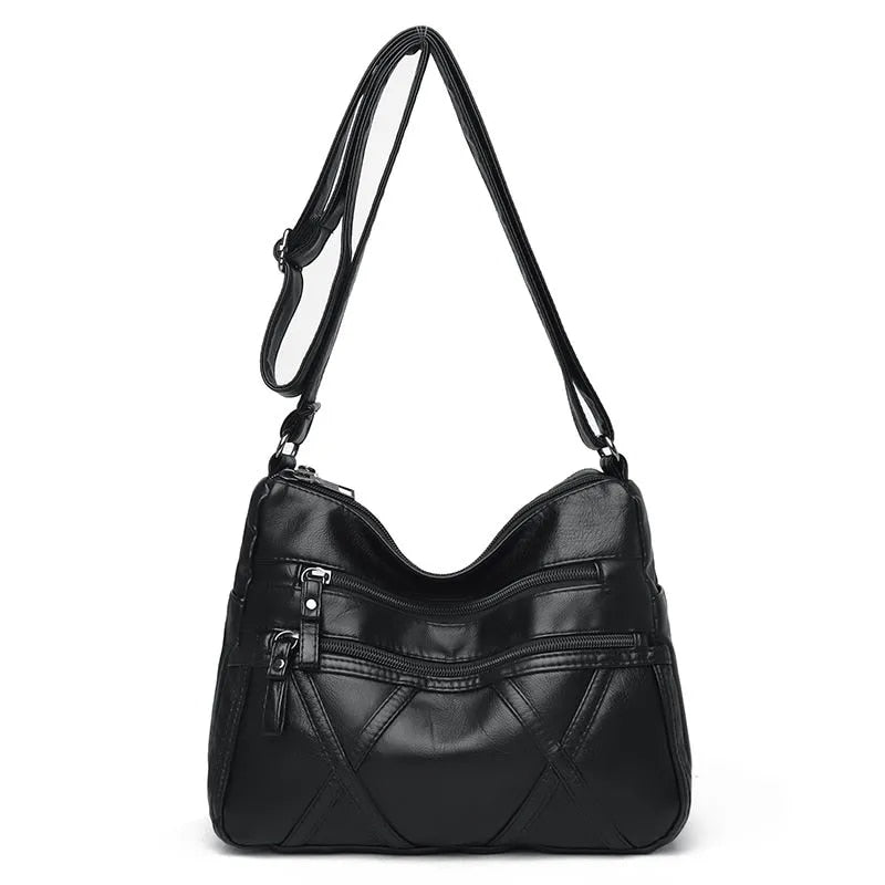 High Quality Women's Soft Leather Shoulder Bags Multi-Layer Vintage Crossbody Bag Luxury Designer Female Handbag and Purse black4