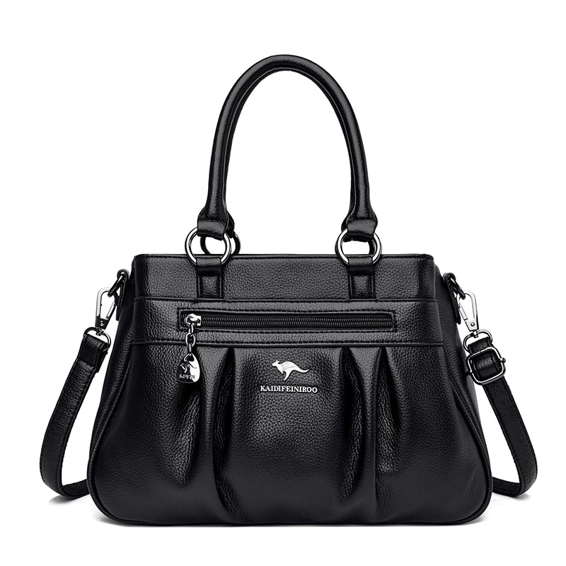 Luxury Handbags Women Bags Designer 3 Layers Leather Hand Bags Big Capacity Tote Bag for Women Vintage Top-handle Shoulder Bags Black