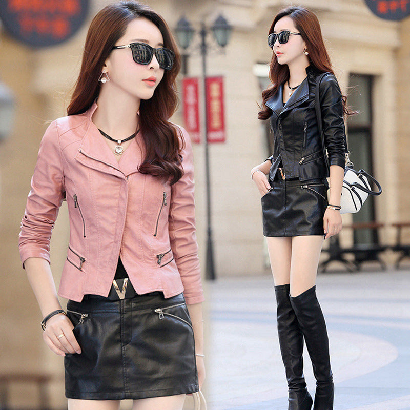 Short Leather Jacket Ultra short New Spring Autumn Fashion Self cultivation High waisted Small All match Thin Coat