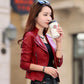 Short Leather Jacket Ultra short New Spring Autumn Fashion Self cultivation High waisted Small All match Thin Coat Wine red
