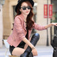 Short Leather Jacket Ultra short New Spring Autumn Fashion Self cultivation High waisted Small All match Thin Coat Pink L