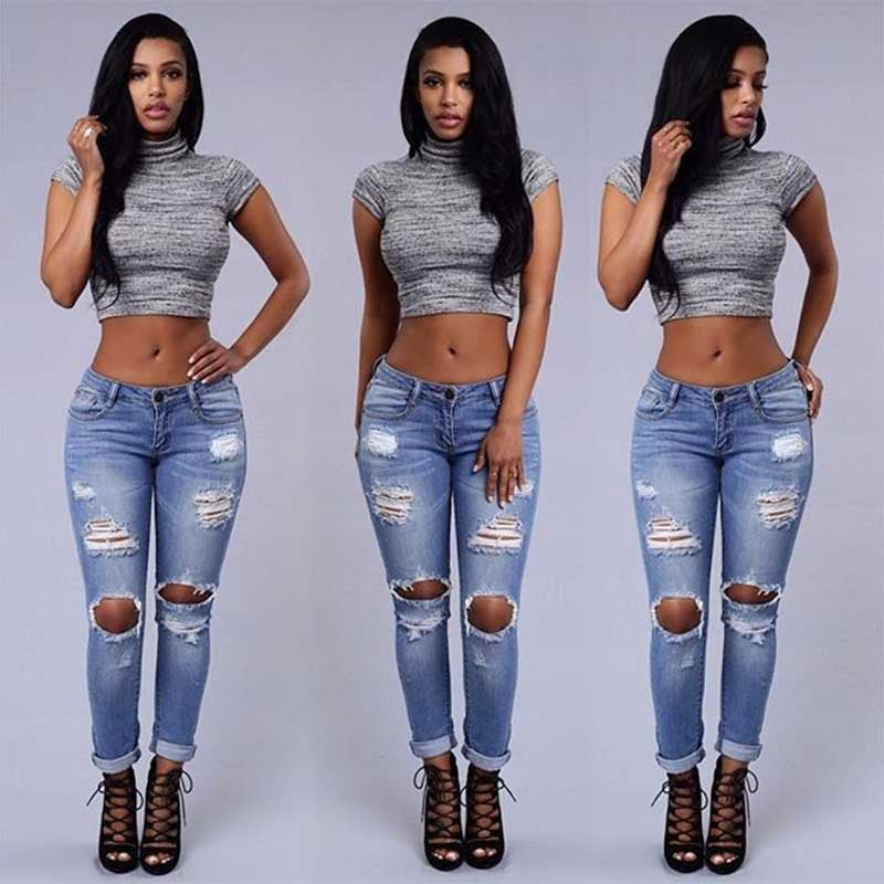Distressed Skinny Ripped Sexy Jeans
