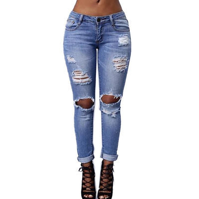 Distressed Skinny Ripped Sexy Jeans Picture color