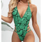 Snake Print One piece High Waist Hollow Swimwear Brazilian Deep V Swimsuit Female Backless Monokini Bathing Suit