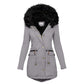 Solid Color Collar Hooded Mid Length Warm Coat