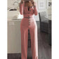 Long sleeved Cardigan Wide leg Pants Stretch Slim Button Outfit