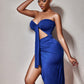 Strapless Cut Out Tube Bandage Knee Length Dress