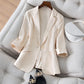 Tencel Linen Small Suit Jacket Three quarter Sleeve Summer New Korean Style Temperament Slim Fit Thin Top White M