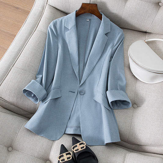 Tencel Linen Small Suit Jacket Three quarter Sleeve Summer New Style Temperament Slim Fit Thin Top