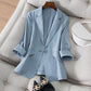 Tencel Linen Small Suit Jacket Three quarter Sleeve Summer New Korean Style Temperament Slim Fit Thin Top Apricot