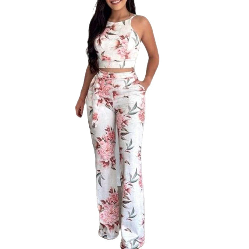 New Urban Leisure Print Top Pants Two piece Outfit Pink 2xl