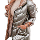 The United States new solid colour glossy retractable sleeves zip cardigan cotton jacket Silver