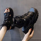 Thick soled Sandals New Summer High heeled All match Casual Fashion Sports Sponge Cake High top Roman Shoes Black 38
