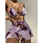 Tie Dye With Sarong Bikini Print Female Swimsuit Swimwear Three pieces Bikini Set Bather Bathing Suit Swim