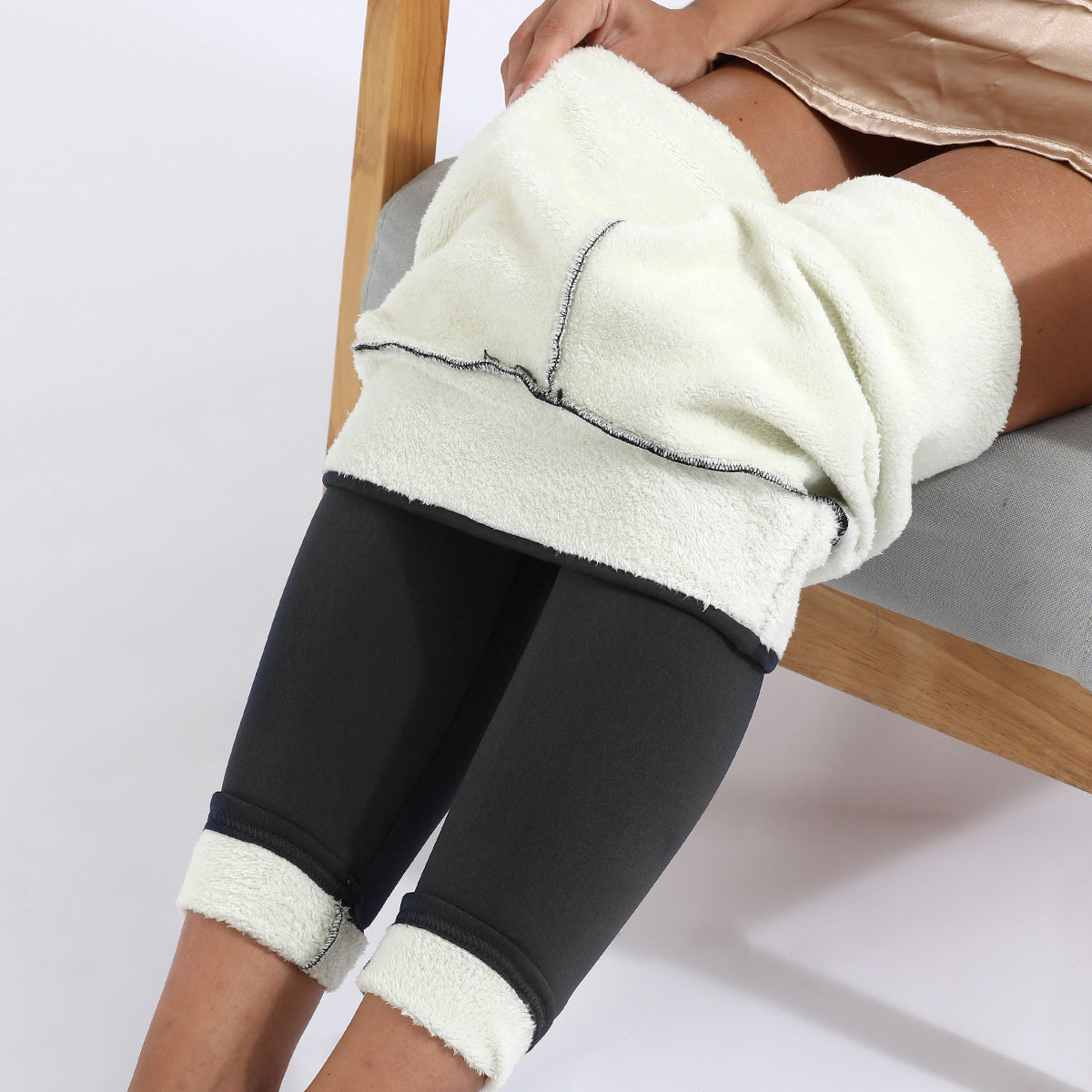 Velvet Tight Fitting Warm Thick Elastic Leggings Grey