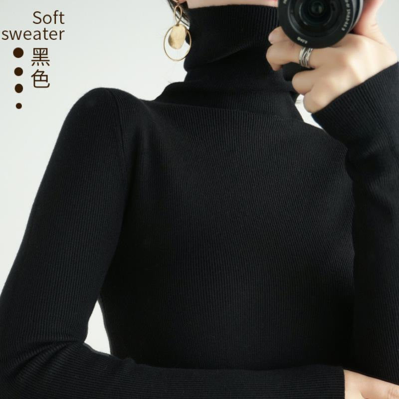 Wholesale Autumn And Winter Turtleneck Cashmere Sweater Pile Collar Thickened Pullover Sweater Bottoming Sweater Black S