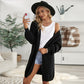 Winter Cardigan Sweater Jacket Loose Solid Color Casual Sweater Lc271311-black