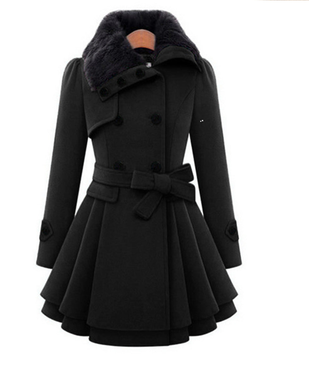 Winter Ladies Dress Slim Jacket Windbreaker Coat Sexy Black