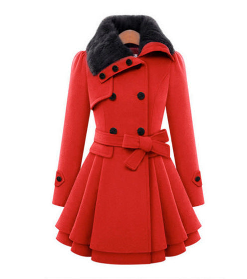 Winter Ladies Dress Slim Jacket Windbreaker Coat Sexy Red