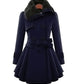 Winter Ladies Dress Slim Jacket Windbreaker Coat Sexy Navy blue