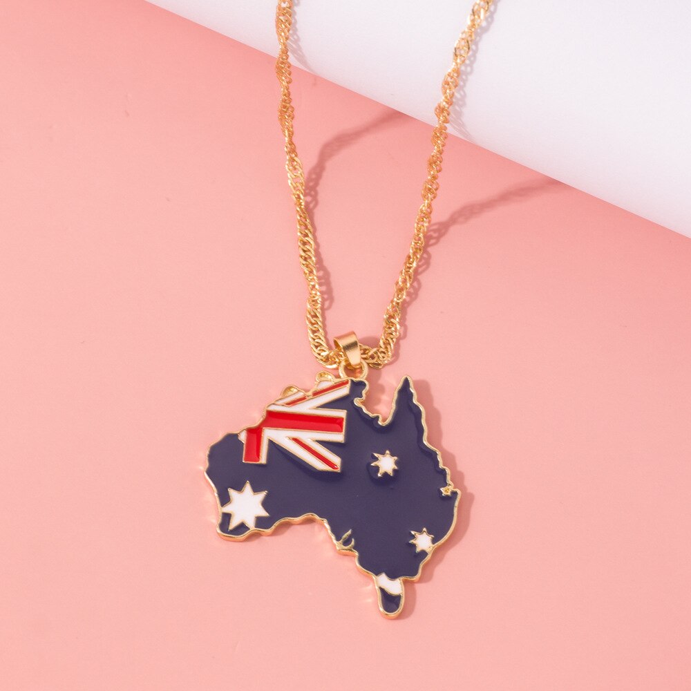 World Map Ivory Coast African Country Map Flag Pendant Necklace Student Stainless Steel Chain Patriotic Jewelry Australia