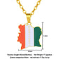 World Map Ivory Coast African Country Map Flag Pendant Necklace Student Stainless Steel Chain Patriotic Jewelry