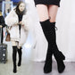 new boots autumn and winter boots over the knee boots high tube elastic boots thick with pointed high heeled wild women boots Black 38