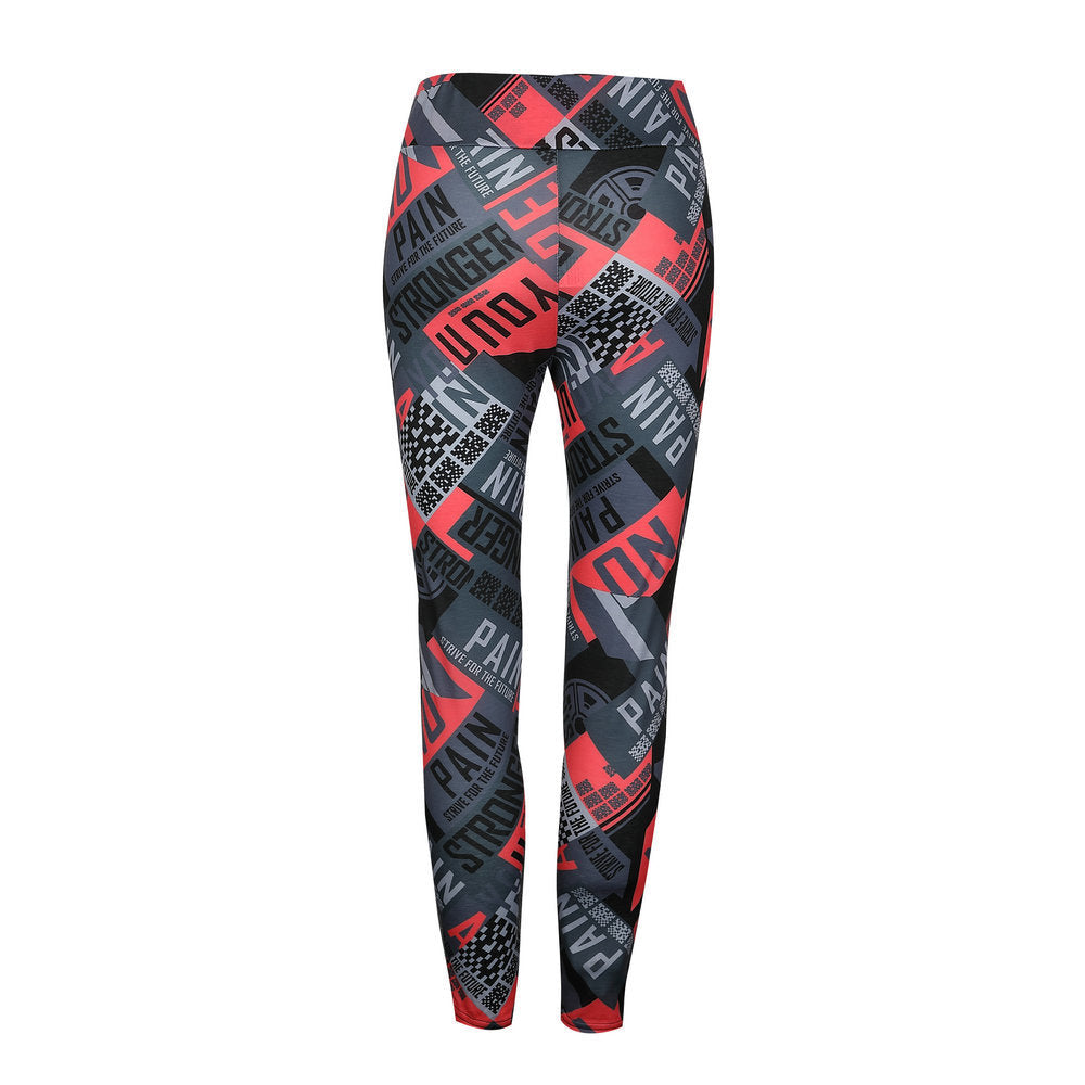 spring and summer sexy color matching printed hollow sports pants