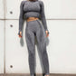 women running sports high waist yoga pants Gray set